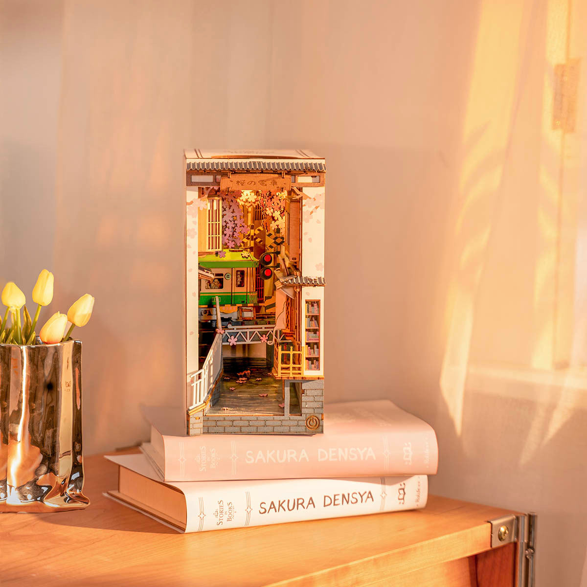 Rolife Sakura Densya Book Nook Shelf Insert - DIY Miniature Tokyo