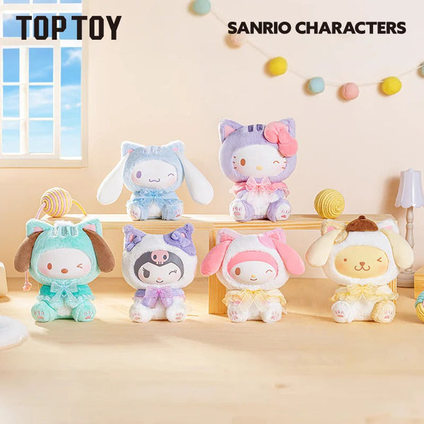 TOPTOY Sanrio Characters Play with Kittens Series Plush Keychains Blind Box